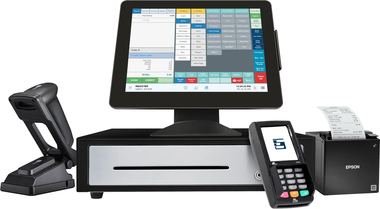 Liquor Store OS - Touchscreen Terminal, Barcode Scanner, Cash Drawer, Card Terminal, Receipt Printer